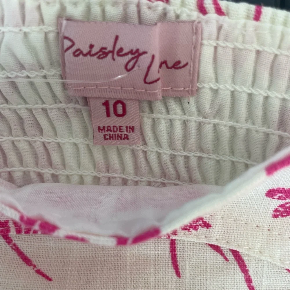 Paisley Lane Linen Top Pink Floral Girls Top Size 10 Easter Cottagecore NWT